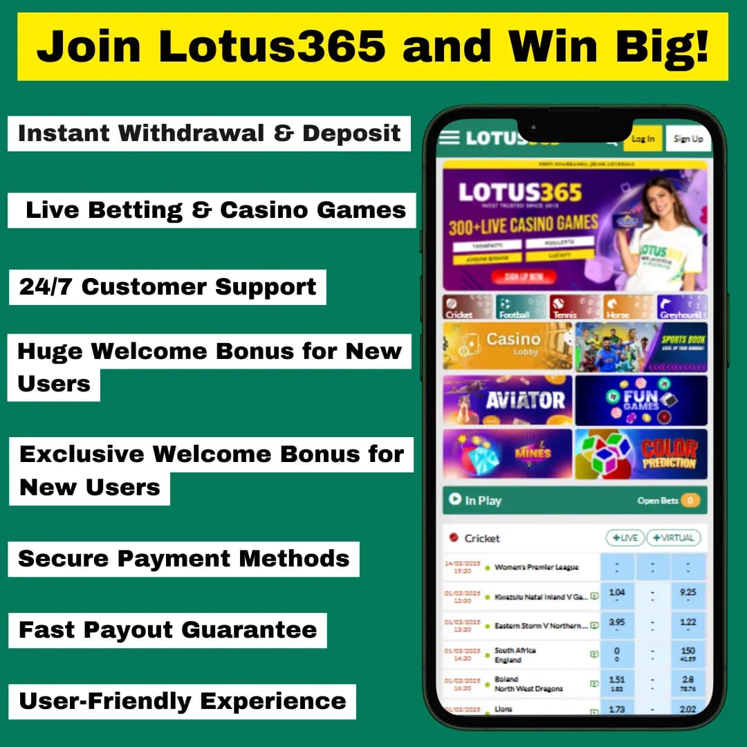 Sign up for Lotus365 and claim exciting rewards and promotions.